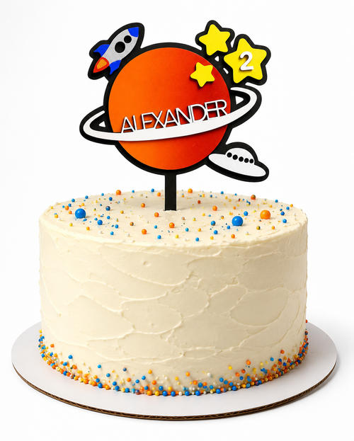 Personalized Outerspace Cake Topper