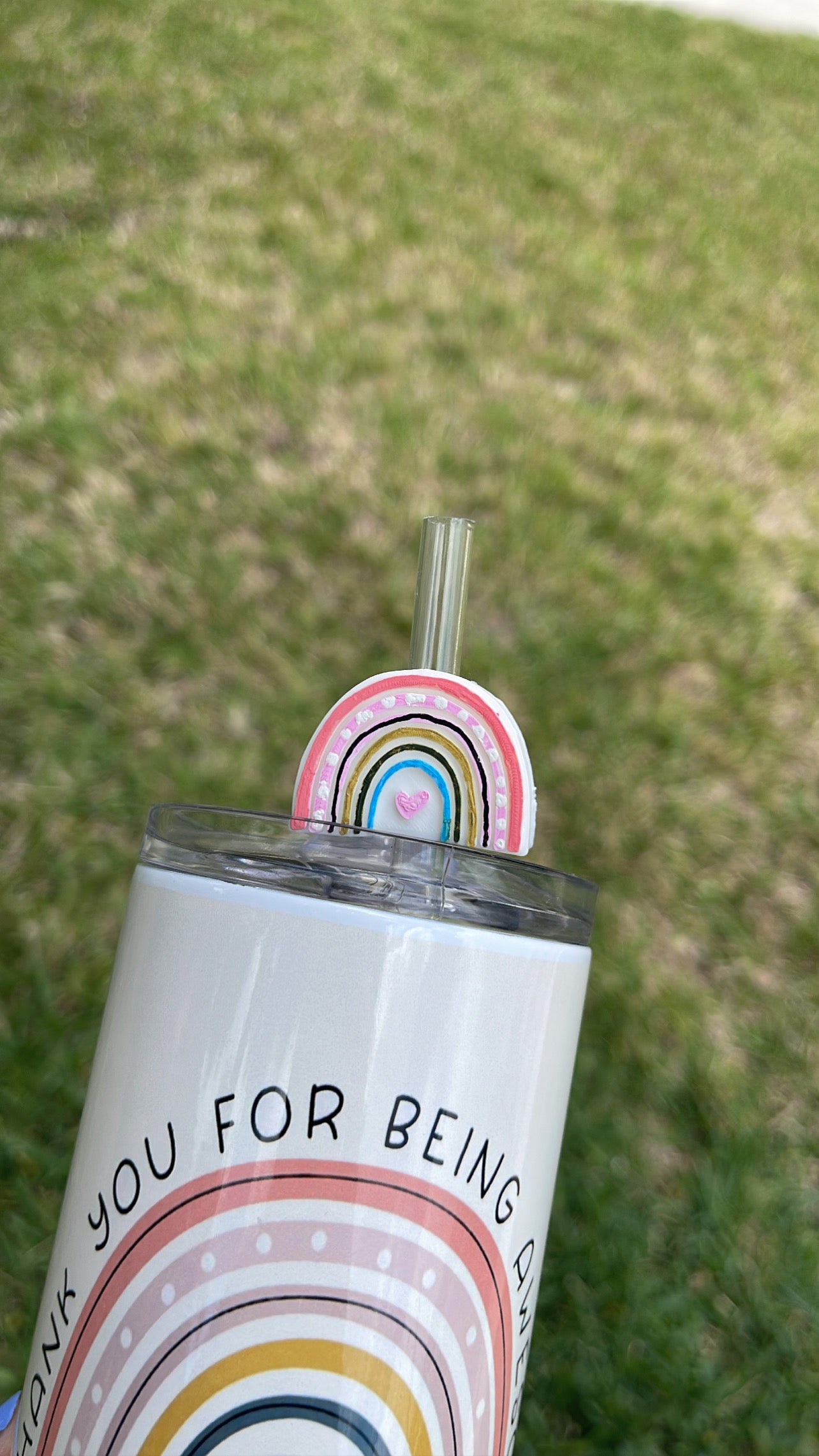 Teacher Appreciation Tumbler - Teacher Tumbler - Rainbow Tumbler - Thank You For Being Awesome - Teacher Appreciation Gift