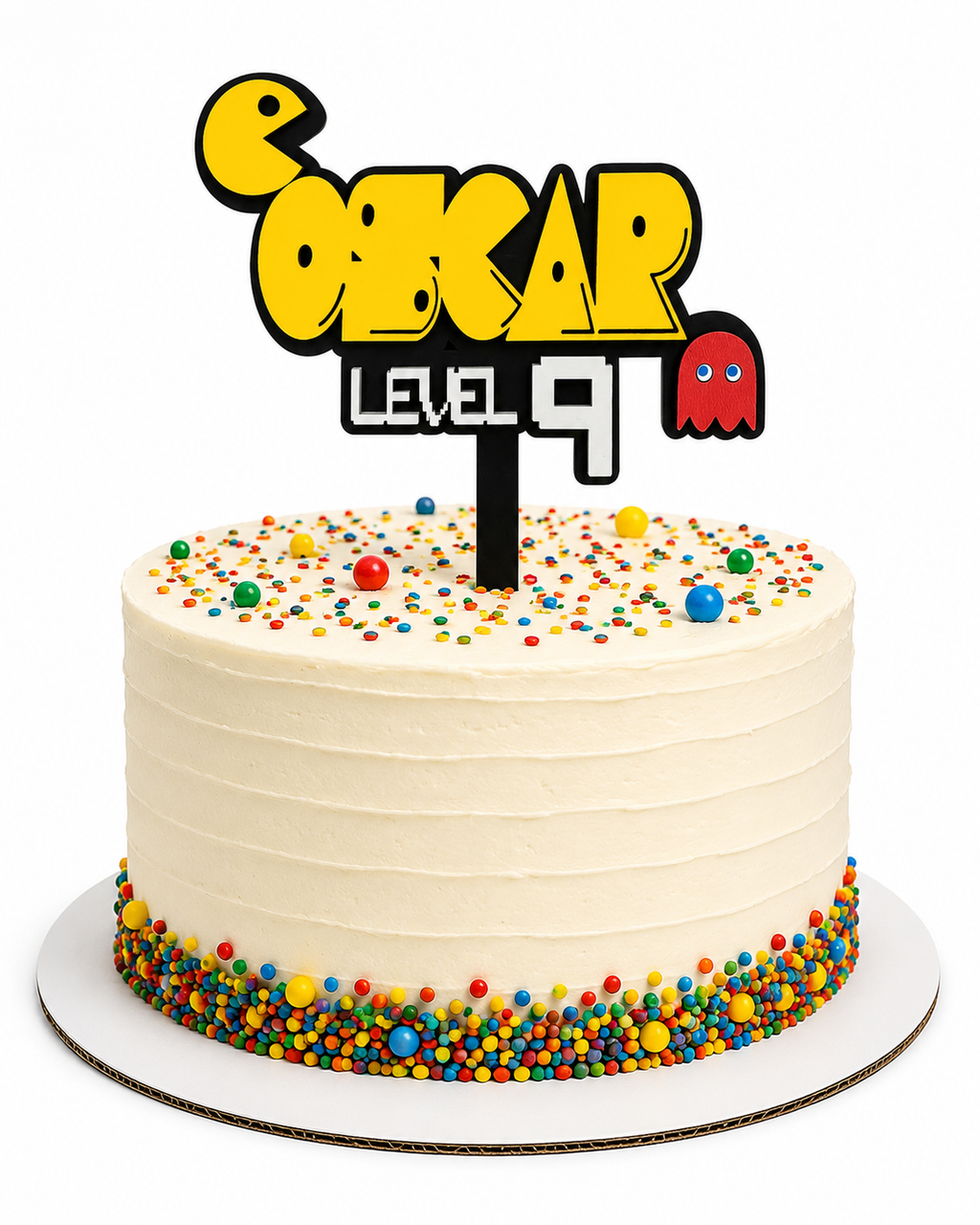 Personalized Pacman Cake Topper - Retro Gamer Birthday Party