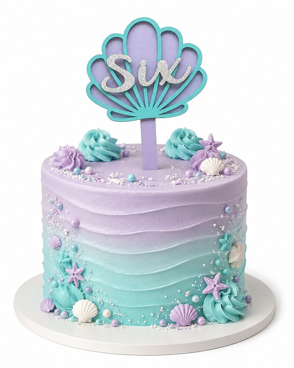 Mermaid Seashell Birthday Cake Topper