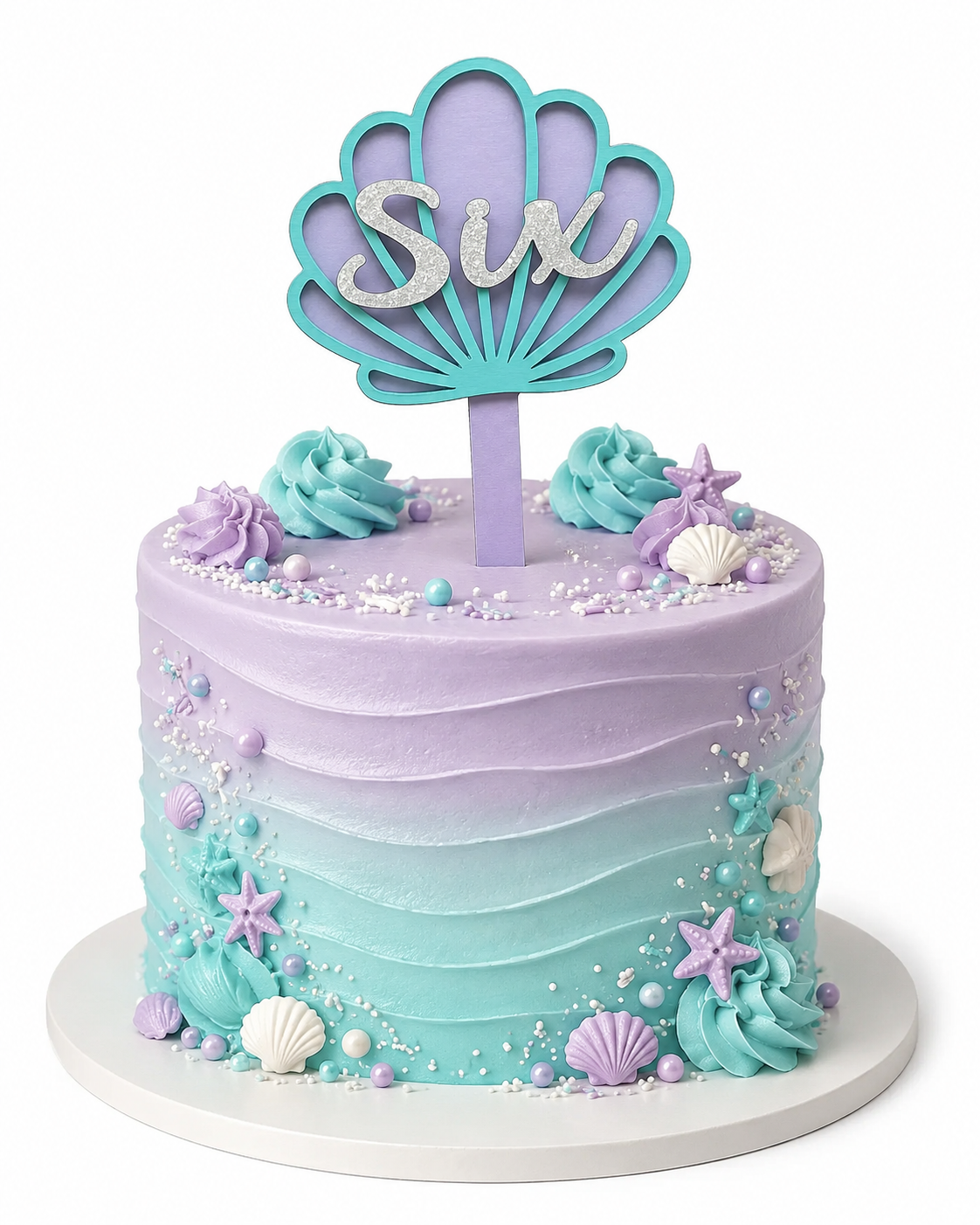 Mermaid Seashell Birthday Cake Topper