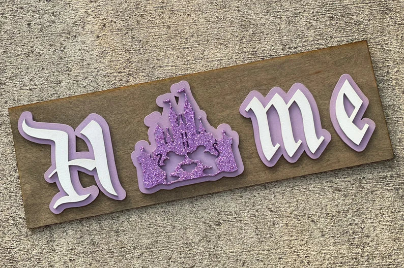 Disney Sign - Home - Wood Sign - Personalized -Disney Castle - Disney Home Sign - Magic Kingdom Home Sign