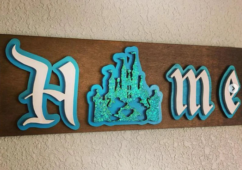 Disney Sign - Home - Wood Sign - Personalized -Disney Castle - Disney Home Sign - Magic Kingdom Home Sign